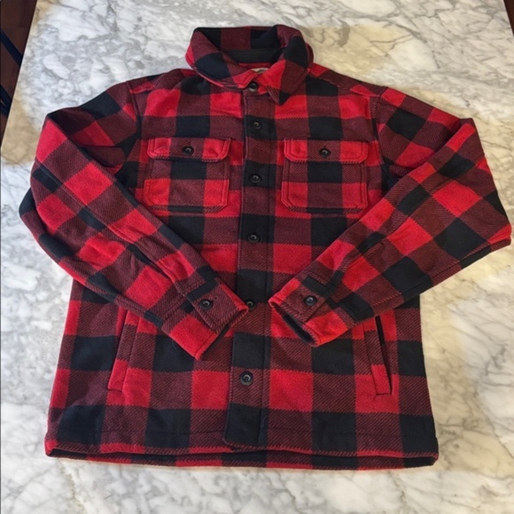 Amazon Essential patterned overshirt, polyester fleece, size XS